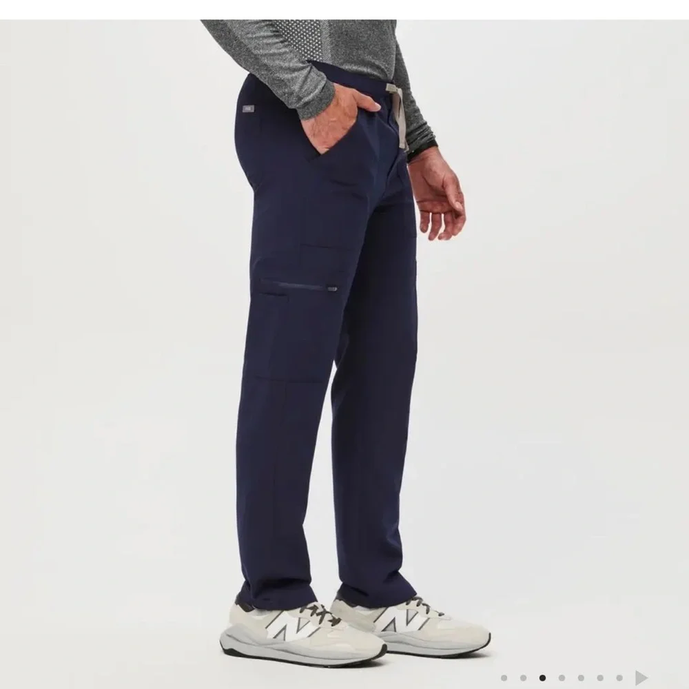 FIGS Cairo cargo Men's Navy blue zipper button drawcord pockets M joggers Pants